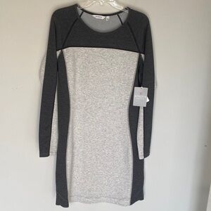 Athleta Long Sleeve Dress in Charcoal and Heather Gray